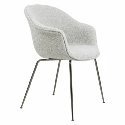 Bat Stoel Gestoffeerd Zwart Chroom Onderstel