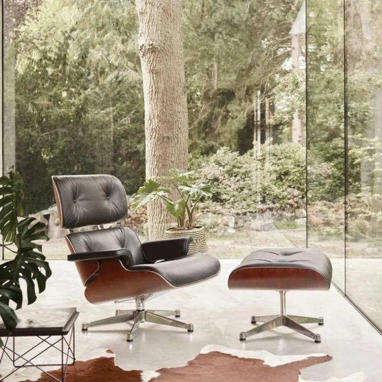 Eames Lounge Chair + Ottoman Leder