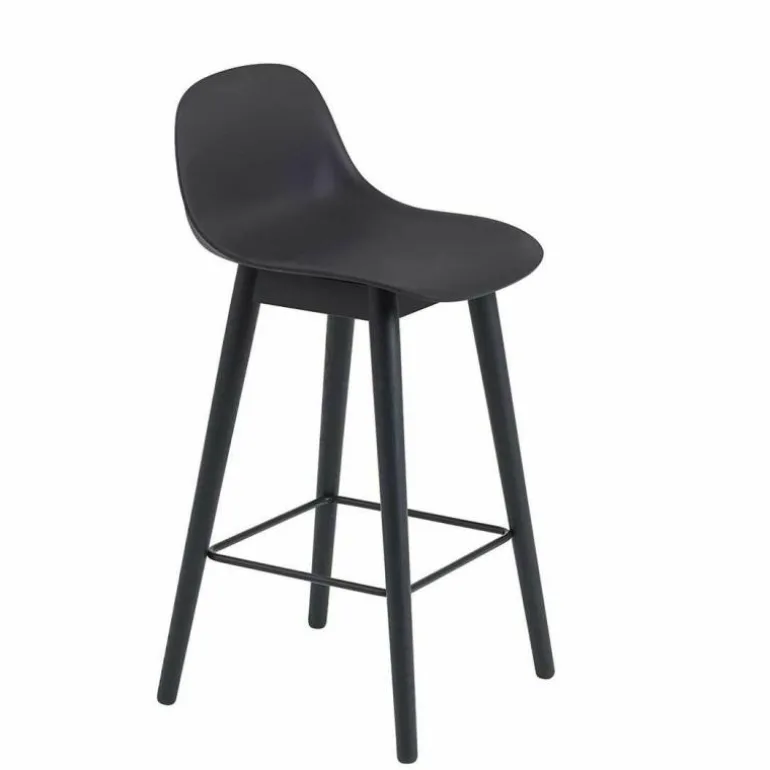 Fiber Barkruk - Houten Onderstel Rugleuning