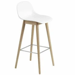 Fiber Barkruk - Houten Onderstel Rugleuning