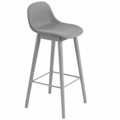 Fiber Barkruk - Houten Onderstel Rugleuning