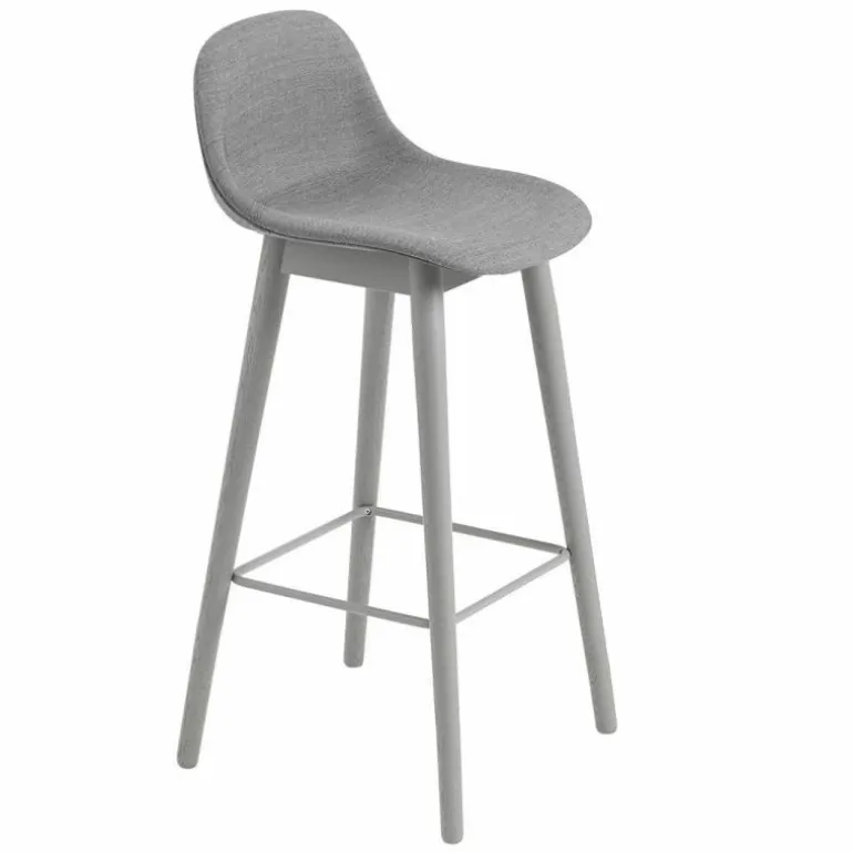 Fiber Barkruk - Houten Onderstel Rugleuning