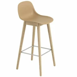 Fiber Barkruk - Houten Onderstel Rugleuning