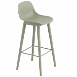 Fiber Barkruk - Houten Onderstel Rugleuning