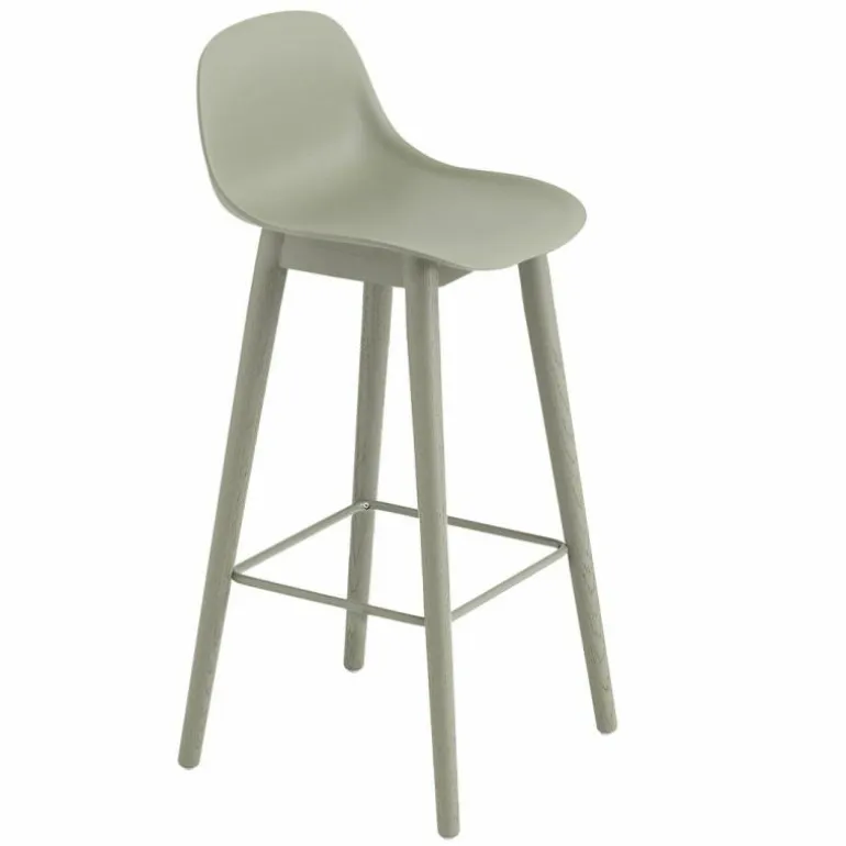 Fiber Barkruk - Houten Onderstel Rugleuning