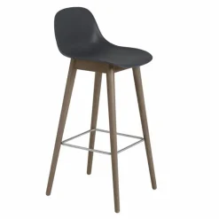 Fiber Barkruk - Houten Onderstel Rugleuning