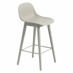 Fiber Barkruk - Houten Onderstel Rugleuning