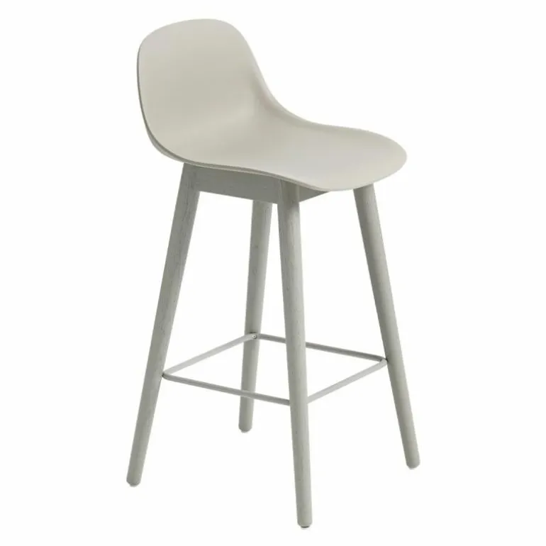 Fiber Barkruk - Houten Onderstel Rugleuning