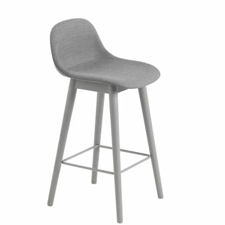 Fiber Barkruk - Houten Onderstel Rugleuning