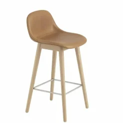 Fiber Barkruk - Houten Onderstel Rugleuning