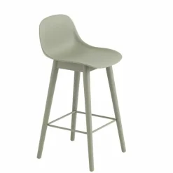 Fiber Barkruk - Houten Onderstel Rugleuning