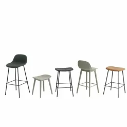 Fiber Barkruk - Houten Onderstel Rugleuning