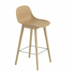 Fiber Barkruk - Houten Onderstel Rugleuning