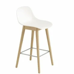 Fiber Barkruk - Houten Onderstel Rugleuning