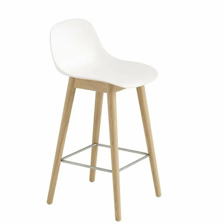 Fiber Barkruk - Houten Onderstel Rugleuning