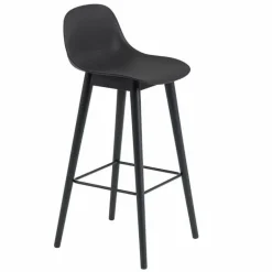 Fiber Barkruk - Houten Onderstel Rugleuning