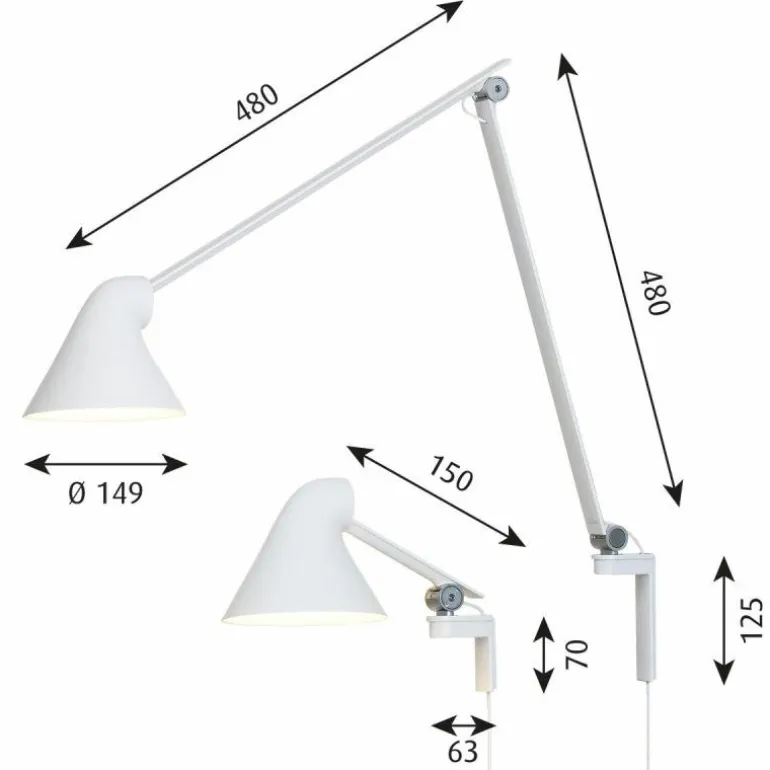 NJP Wandlamp Korte Arm