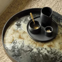 Organic Dienblad Rond Donker