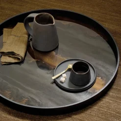 Organic Dienblad Rond Donker