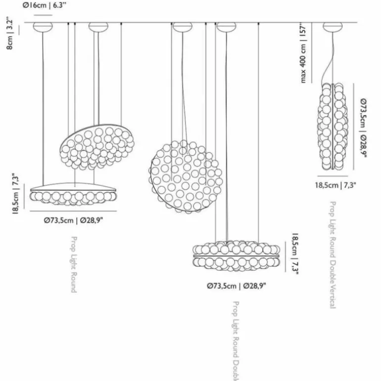 Prop Light Round Double Vertical Hanglamp