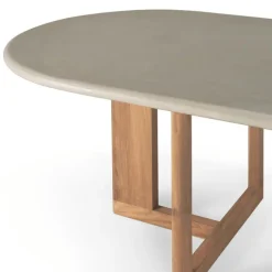Trestle Outdoor Eettafel Concrete Teak