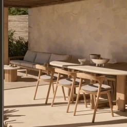 Trestle Outdoor Eettafel Concrete Teak