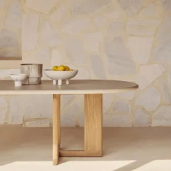 Trestle Outdoor Eettafel Concrete Teak